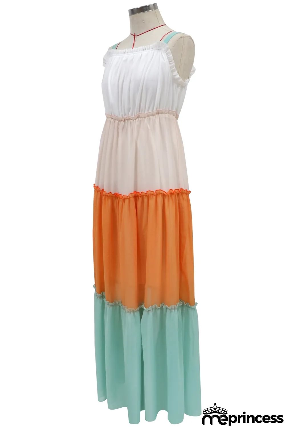 Summer Contrast Strap Long Holiday Dress