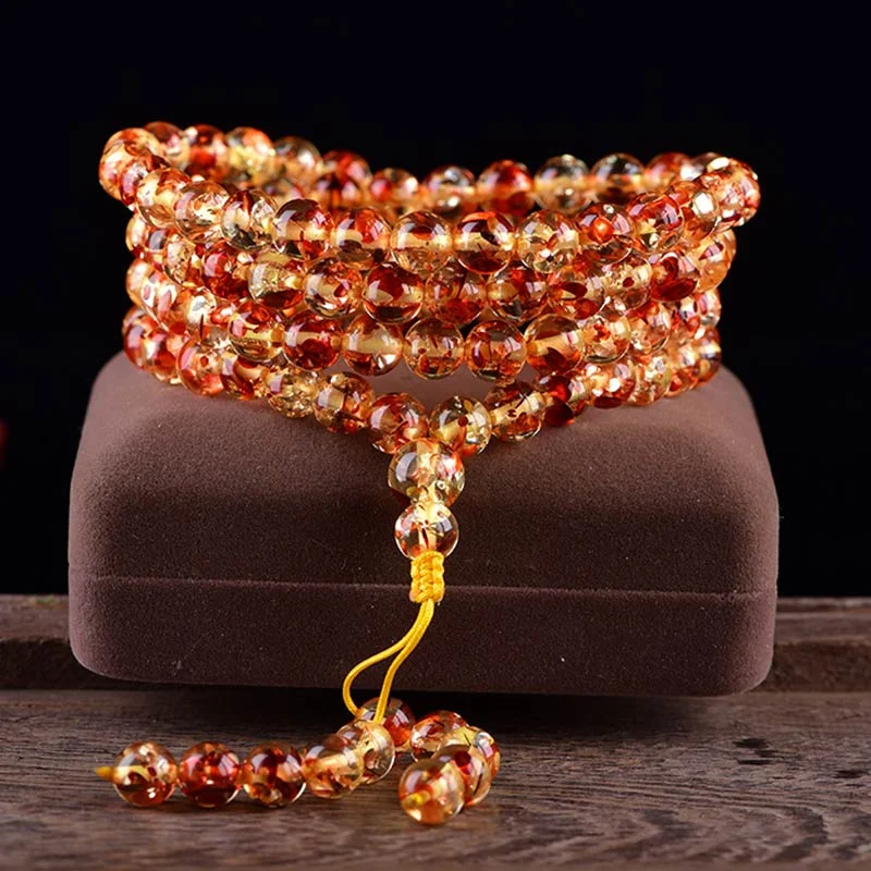 Amber 108 Beads Mala Balance Bracelet Necklace