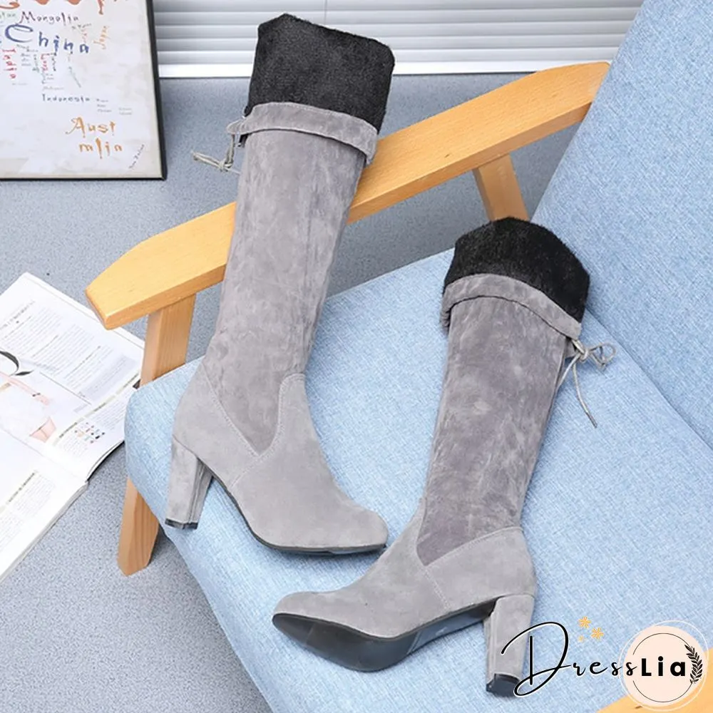 Autumn and Winter Women's Fashion Boots Over Knee High Boot Lace Up High Heel Long Thigh Boots Shoes