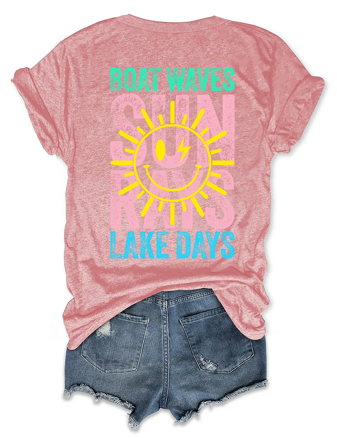 Boat Waves Sun Rays Lake Days T-shirt