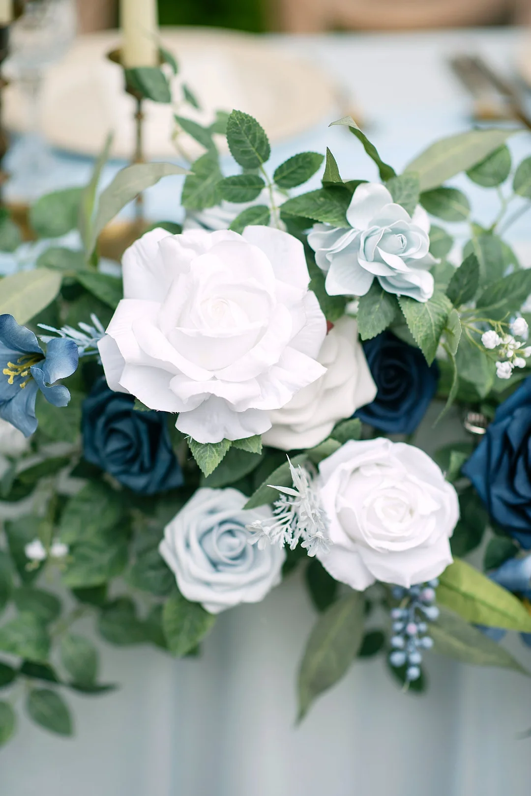 Head Table Floral Swags in Dusty Blue & Navy