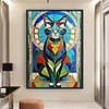 Cat Stained Glass-11CT Stamped Cross Stitch 40*60cm(Big Size)