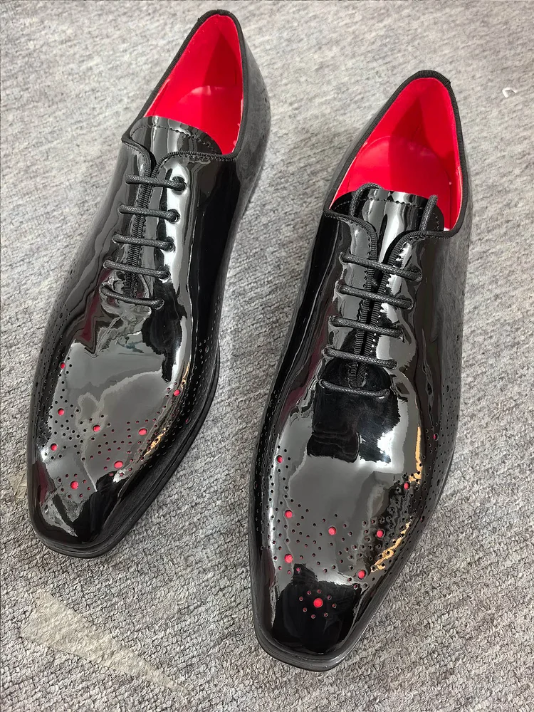 Miseyes Gentleman Shoes Special Design Lace-up Party Red Bottom Shoes