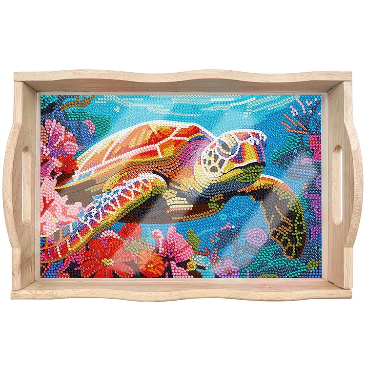 【Tray】Wooden Sea Turtle 5D DIY Diamond Painting Serving Tray Animal for Home Decor gbfke