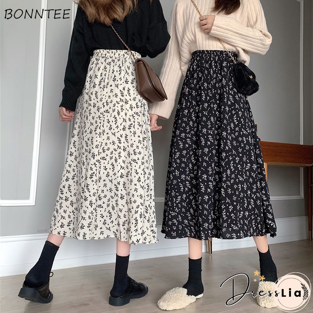Skirts Women Design High Waist Summer Loose Trendy Elegant Artistic A-Line All-Match Print
