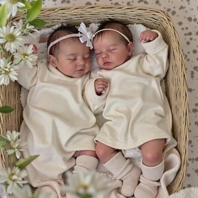 [Heatbeat Coos and Breath] 20" Sweet Sleeping Dreams Reborn Newborn Twins Sisters Stusa and Clasar Truly Baby Toy,Birthday Gift