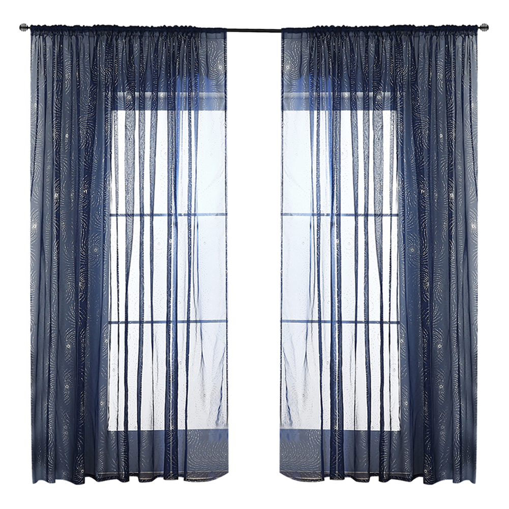 

Navy Blue Fireworks Window Tulle Screening Voile Sheer Decor Curtain (1x2m, 501 Original