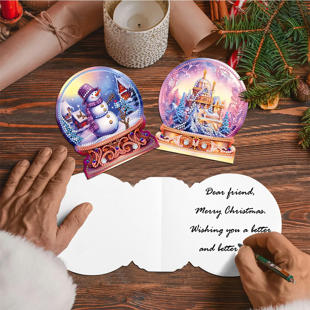 8pcs Elk Special Shape Diamond Art Greeting Cards Santa Gift for Christmas【With White Envelope】