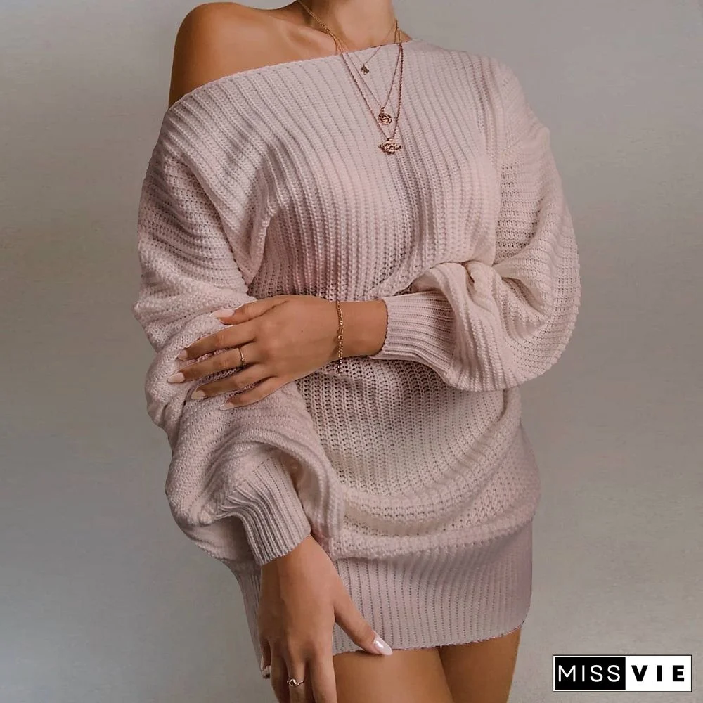 Daily Off Shoulder Sweater Dress