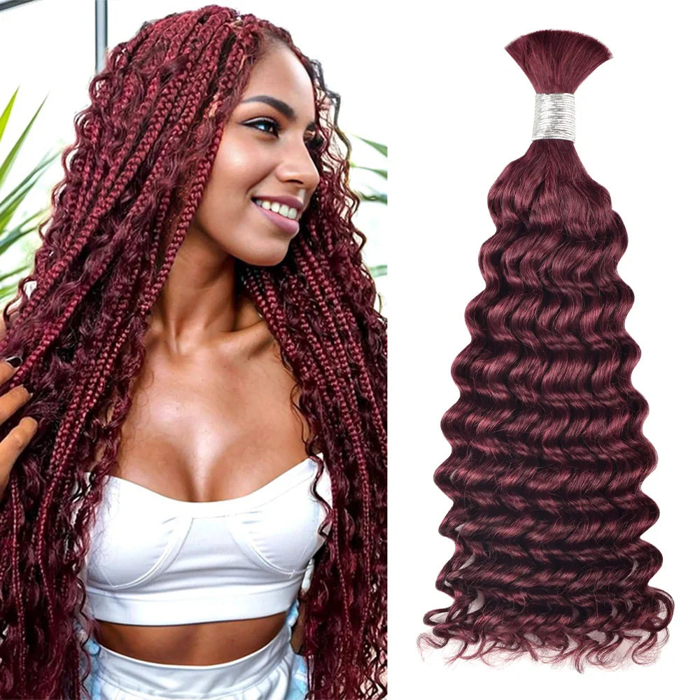 #BUG Burgundy Red Best Human Hair For Boho Braids BORUIHAIR