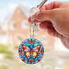 6Pcs Diamond Art Keyring Set Double Sided Cartoon Special Shaped (Butterfly)
