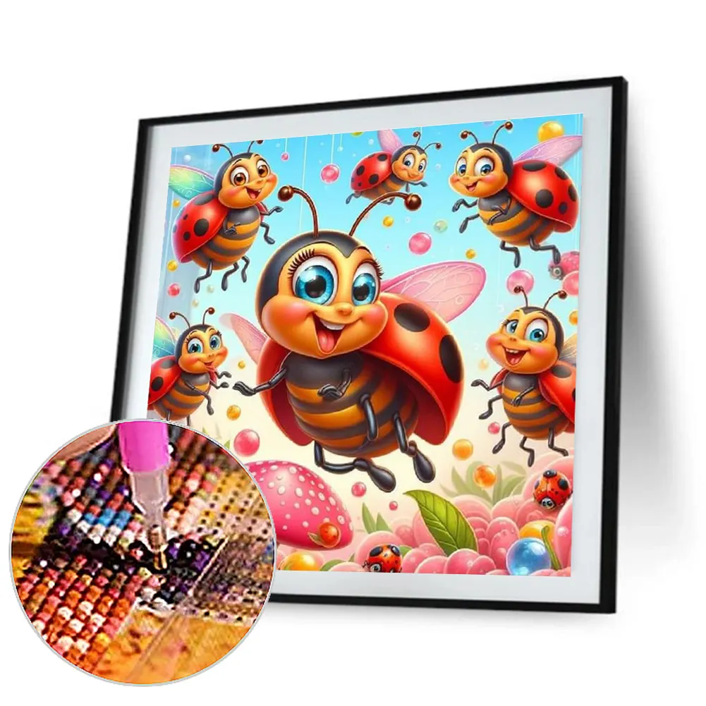 Diamond Painting - Full Round Drill - Ladybug(Canvas|30*30cm)