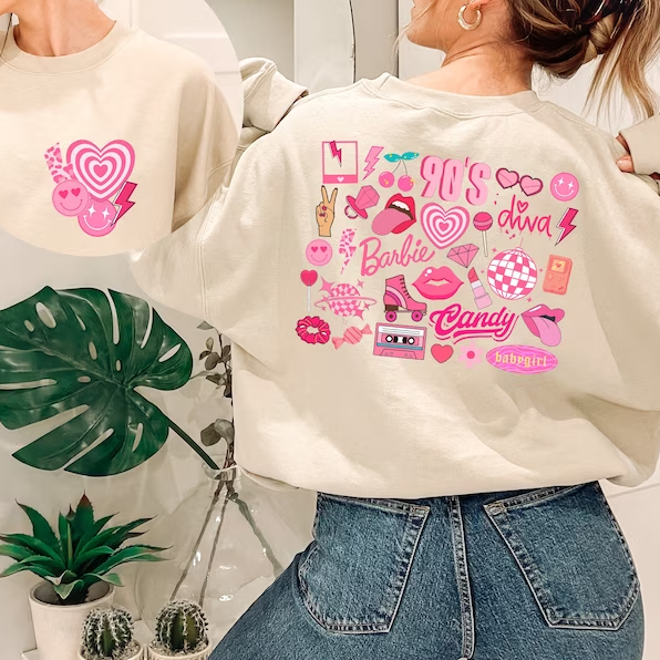 Retro Pink Girl Barbie Sweatshirt