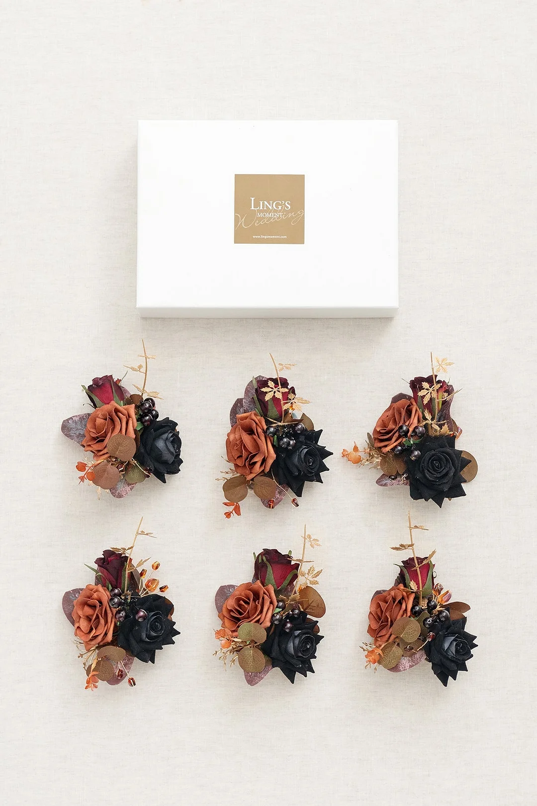 Wrist Corsages in Black & Pumpkin Orange