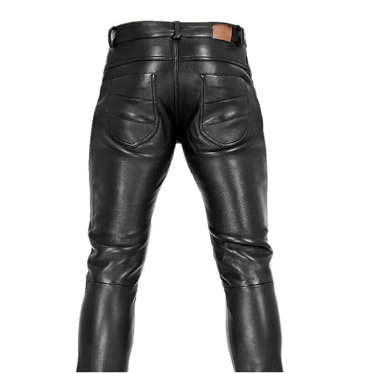 Casual Skintight Leather Pant