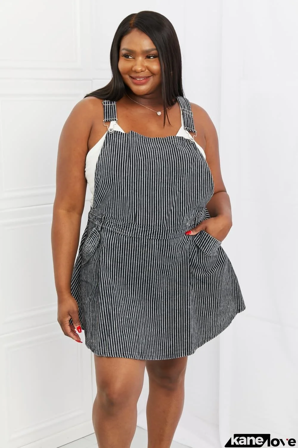 White Birch To The Park Full Size Overall Dress in Black