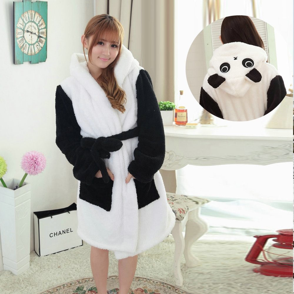 Panda Kigurumi Pajamas Winter Warm Couple Sleepwear Robe-Pajamasbuy