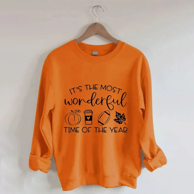 The Most Wonderful Time of The Year Fall Drinking Pumpkin Maple Sweatshirt