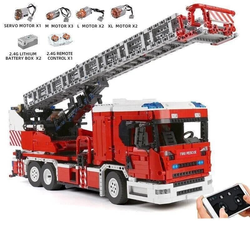 MOC RC APP Fire City Rescue Car Truck Bricks Kids Toys
