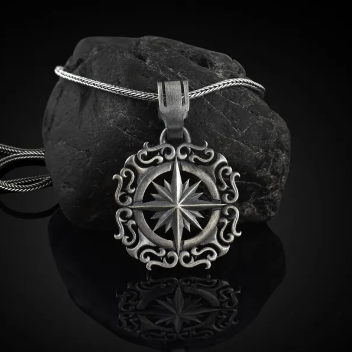 Pure Pewter Viking Compass Necklace