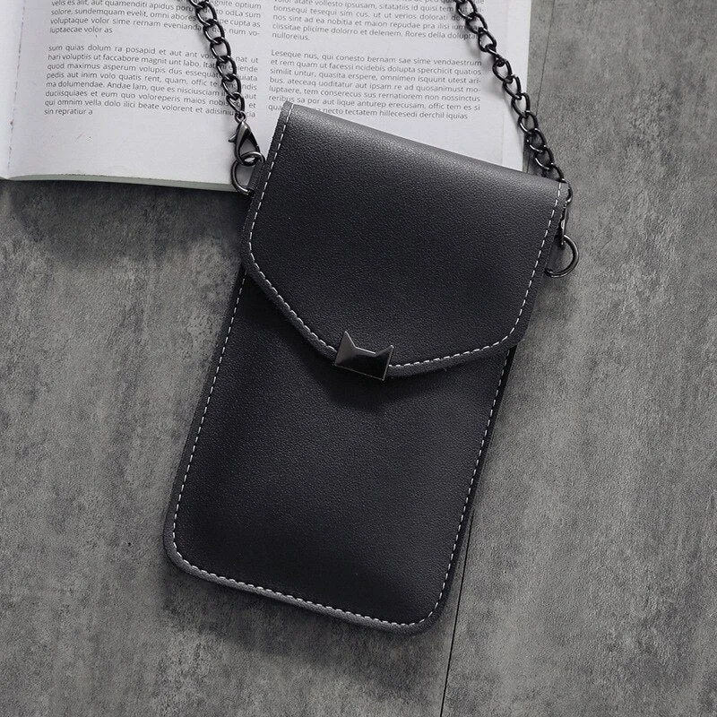 Cat Ear Transparent Touch Screen Retro Simple Mobile Phone Bag 2020 Women Chain Messenger Bags Small Flap Bag Mini Shoulder Bag