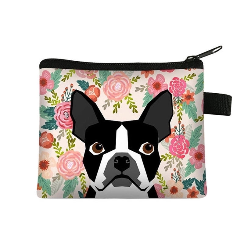 Unisex Dog Polyester Zipper Coin Purses