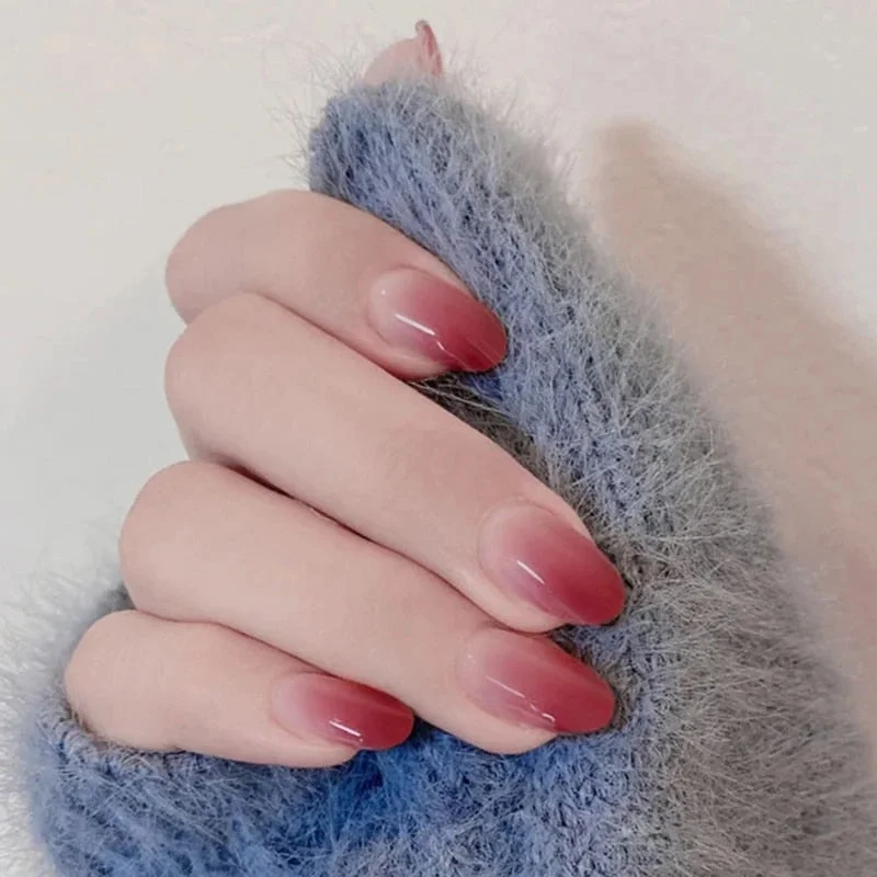 24PCS/box artificial nails with glue Gradients wear long paragraph fashion Manicure patch False nails press on for girls-Nail Inspo