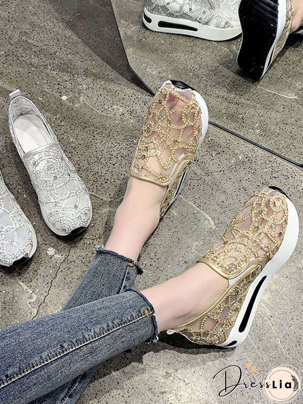 Lightweight Breathable Mesh Platform Sneakers