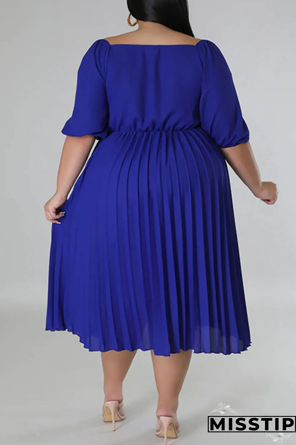 White Casual Solid Patchwork Fold V Neck Straight Plus Size Dresses