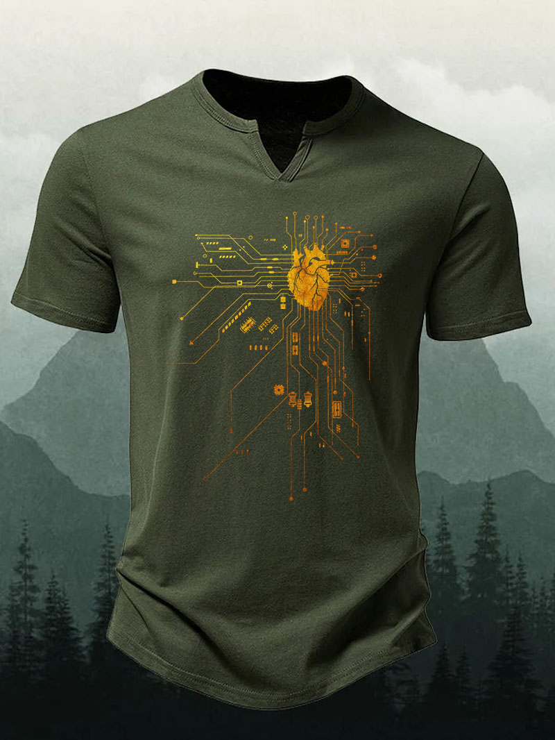 Men's Men's Linear Support Life Print V-neck Short-Sleeve Shirt