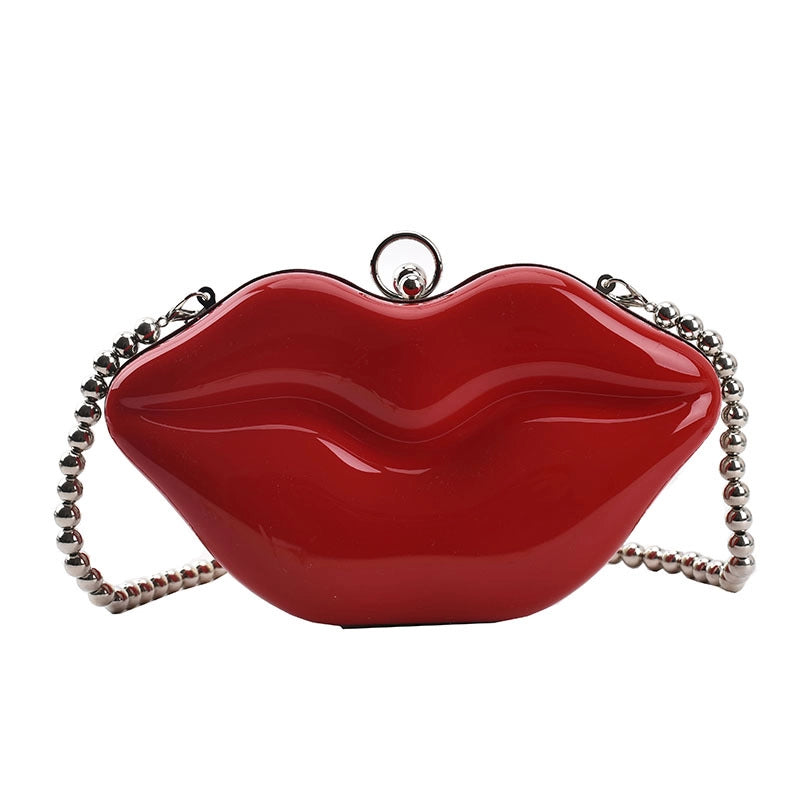 Women’s Small Arylic Mouth Streetwear Lip Shape Lock Clasp Shoulder Bag Crossbody Bag