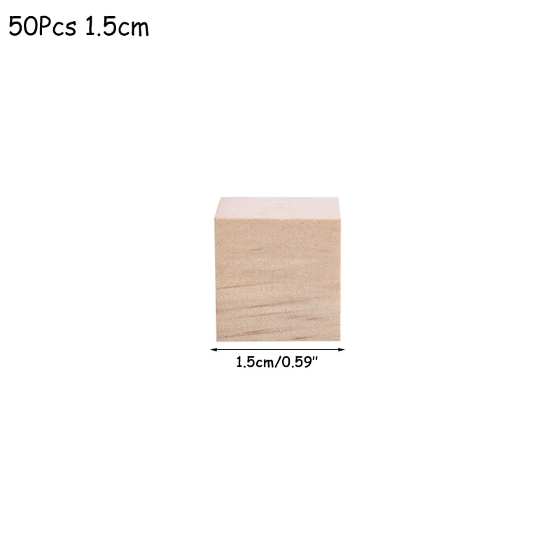 Wooden Square Blocks Unfinished Wood Solid Wood Cube Mini Cubes DIY Woodwork Craft Embellishment for Wedding Christmas Party