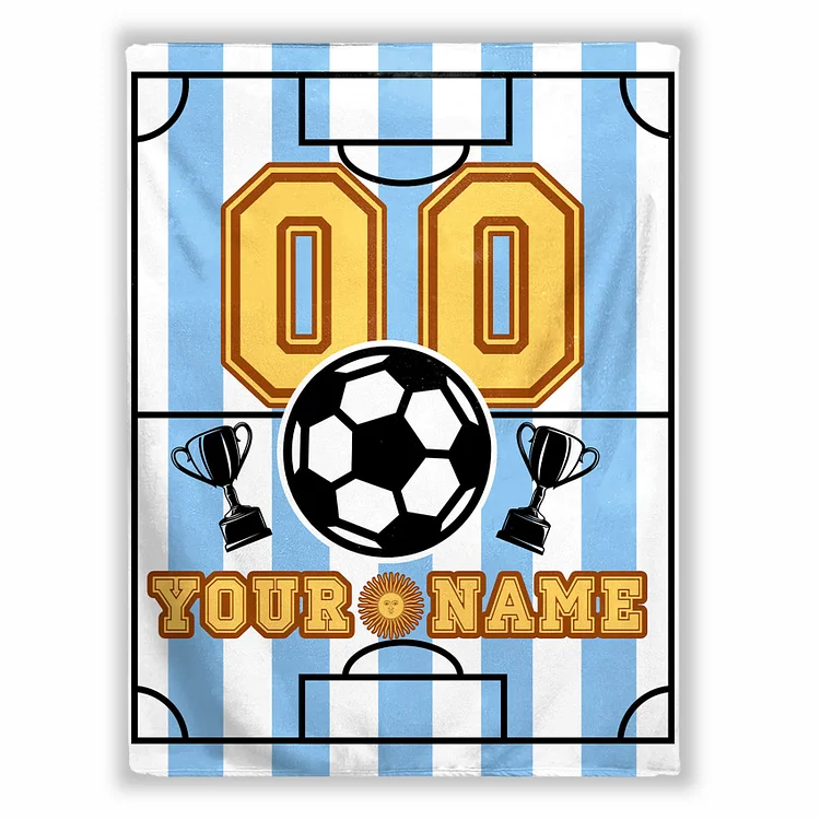 BlanketCute-Personalized Lovely Kid Soccer Blanket with Your Kid's Name | 06