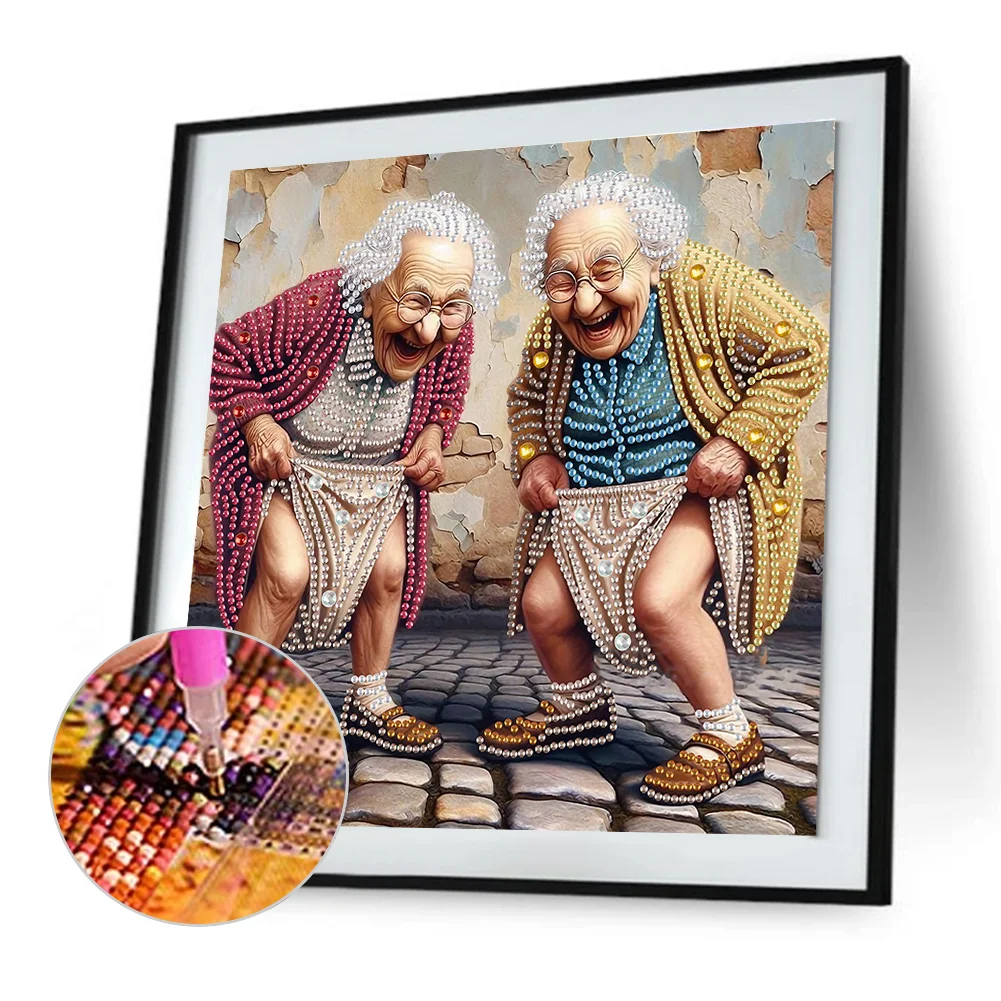 Diamond Painting - Partial Special Shaped Drill - Funny Granny(Canvas|30*30cm)