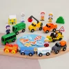 Children's Small Locomotive Car Model Toy Wooden Scooter Inertia Magnetic Boxed Car Compatible With Wooden Track
