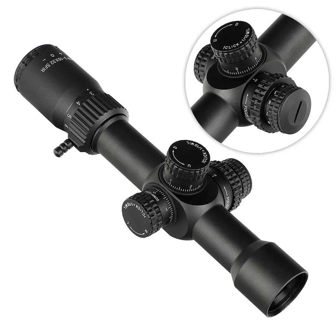 ohhunt® 3-15X32 SFIR First Focal Plane 11 Level Red Illuminator Side Parallax Tactical FFP Scope 