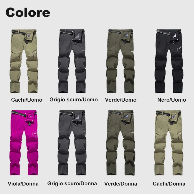 Pantaloni cargo multitasche ad asciugatura rapida altamente elasticizzati per uomini/donne