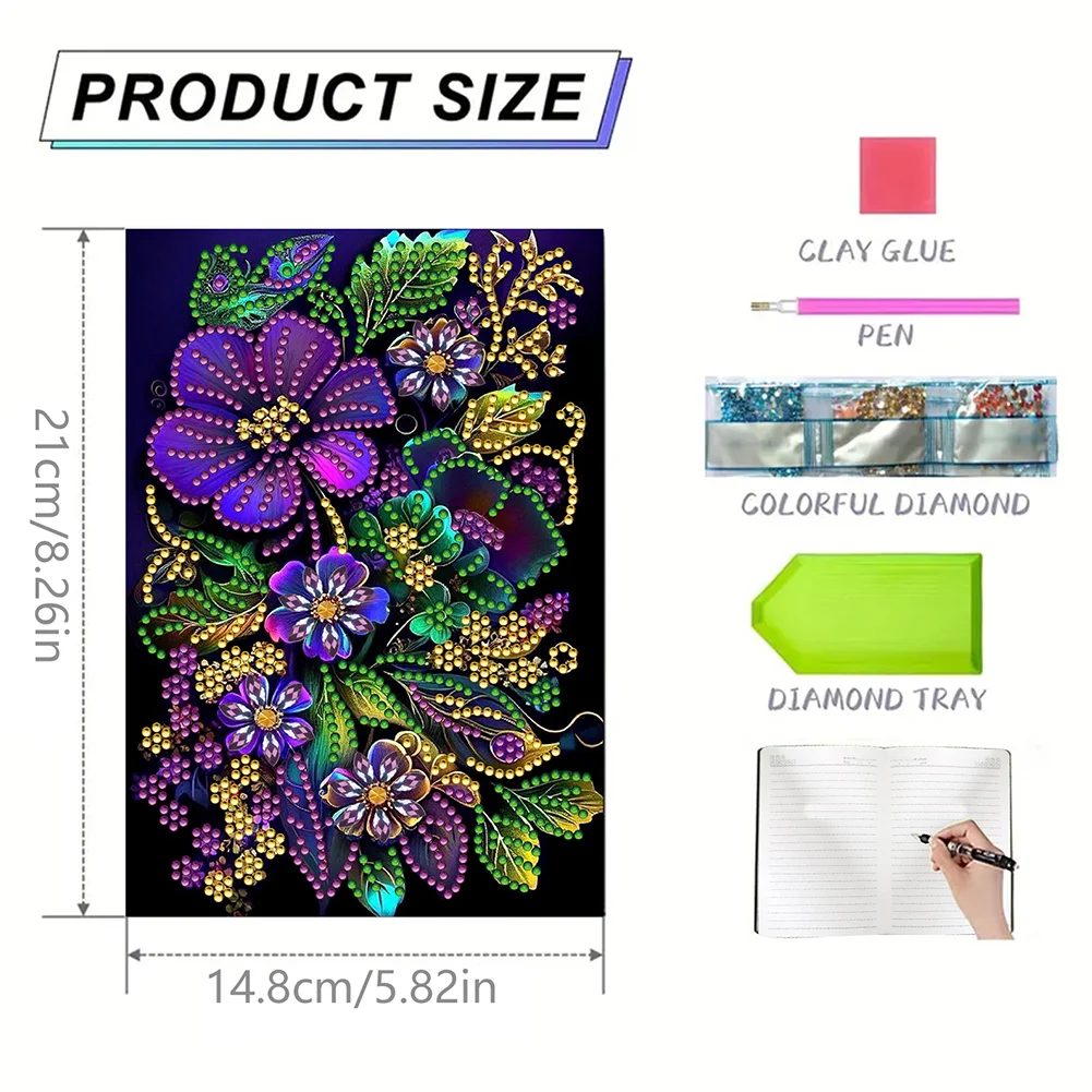 DIY Flower 50 Pages A5 Special Shaped Diamond Drawing Notebook Art
