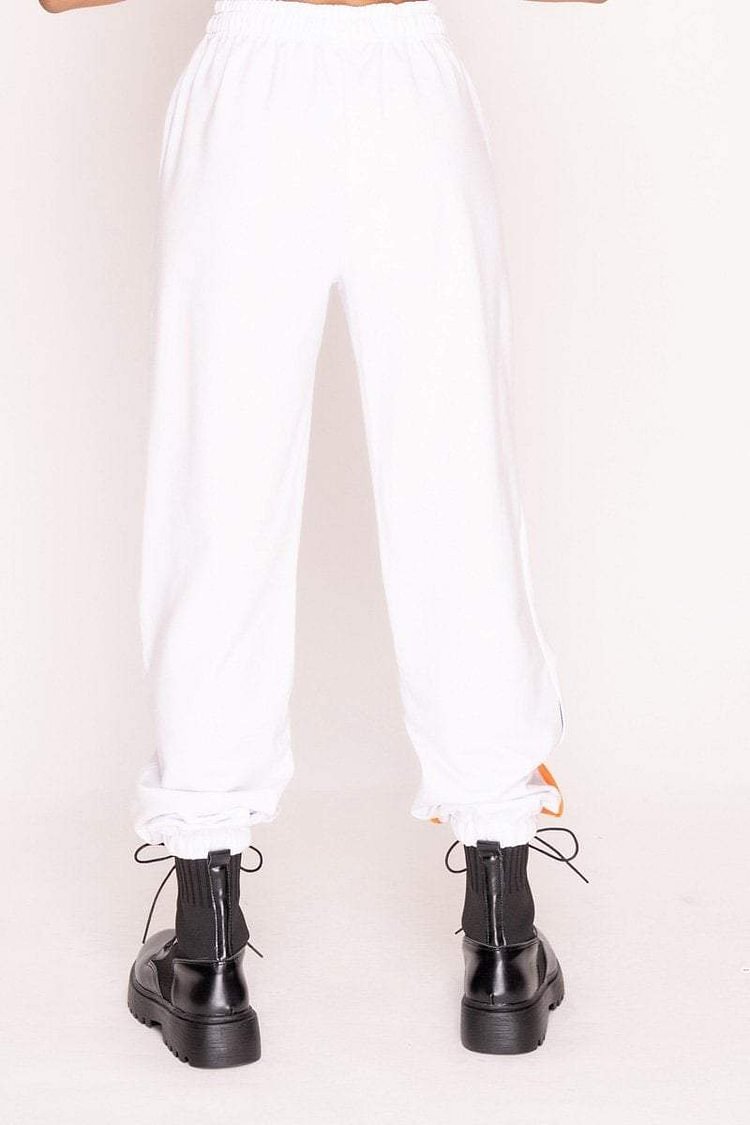White Flame Print Cuffed Hem Joggers 