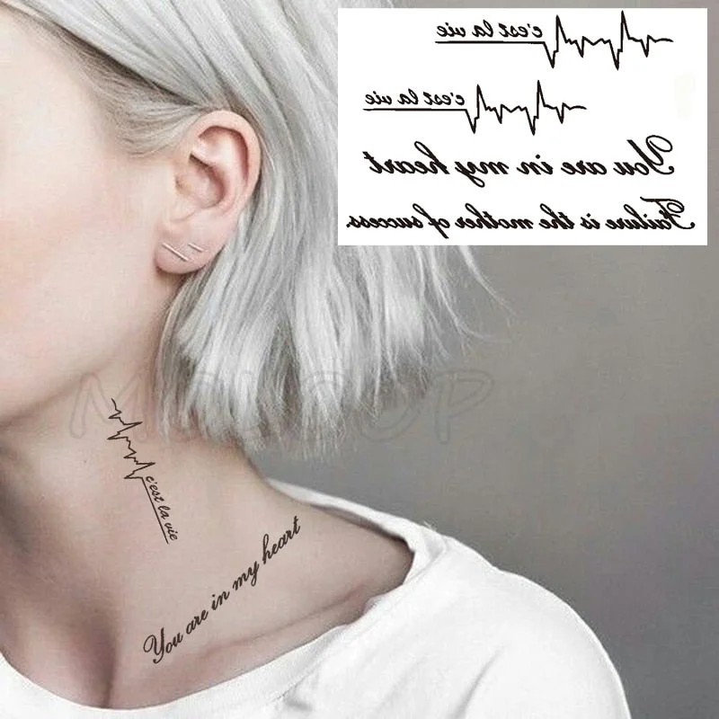 Water Transfer Tattoo Heart-shaped Lifeline Tattoo Body Art Waterproof Temporary Fake Flash Tattoo for Man Woman Kid 10.5*6cm