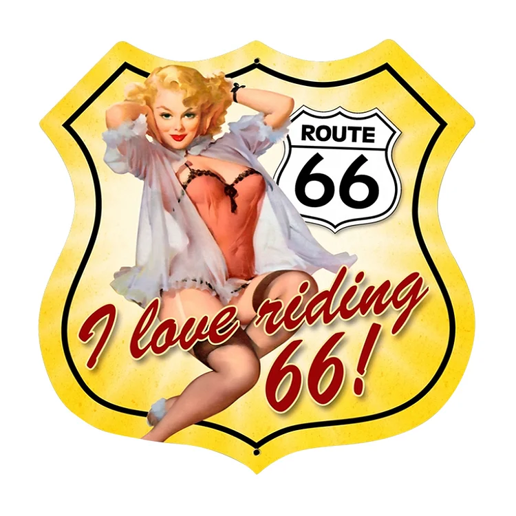 Route 66 - Panneau en étain vintage bouclier - 11.8x11.8inch