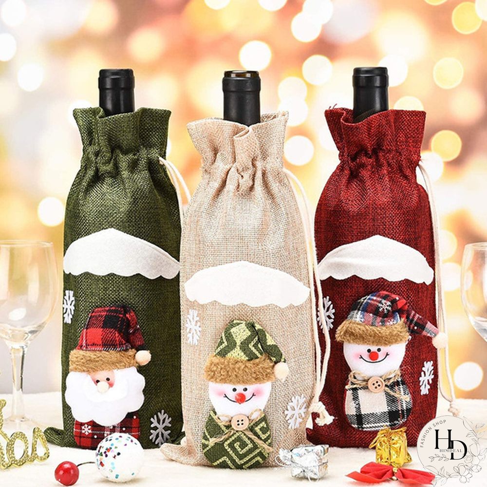 Christmas Wine Bottle Cover Santa Claus Snowman Tableware For Christmas New Year Decorations