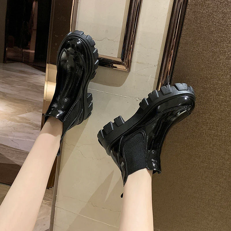 Women's Leather Boots Fashion Womens Shoes 2021 Chelsea Round Toe Booties Ladies Low Heels booties Boots-women  Winter