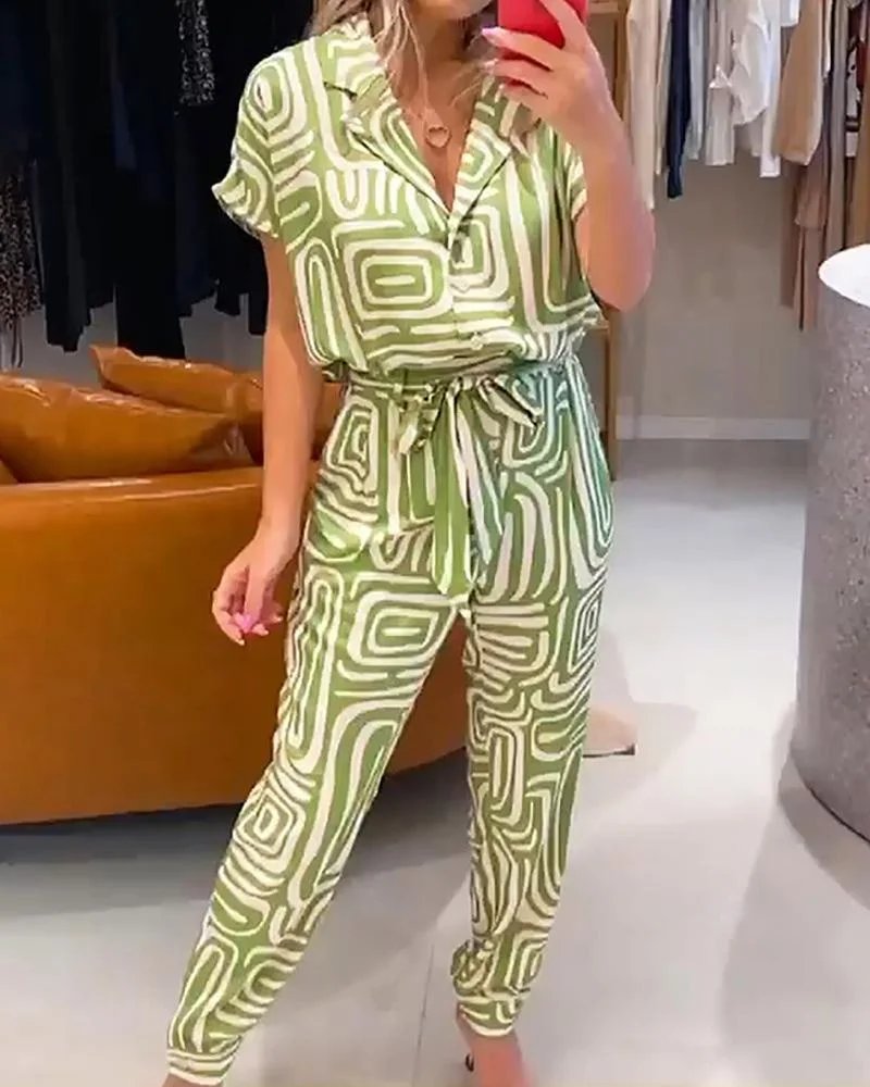 Printed casual two-piece suit