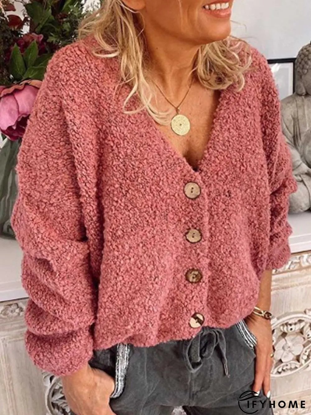 Red Casual Long Sleeve Patchwork Sweater | IFYHOME