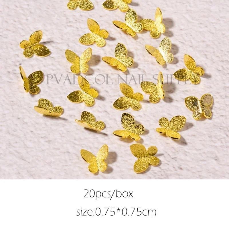 3D Gold Metal Butterfly Nail Art Decoration Sequins Charms Matte Nail Flakes  Jewelry Spring Design Nail Art Manicure Supplies-Nail Inspo