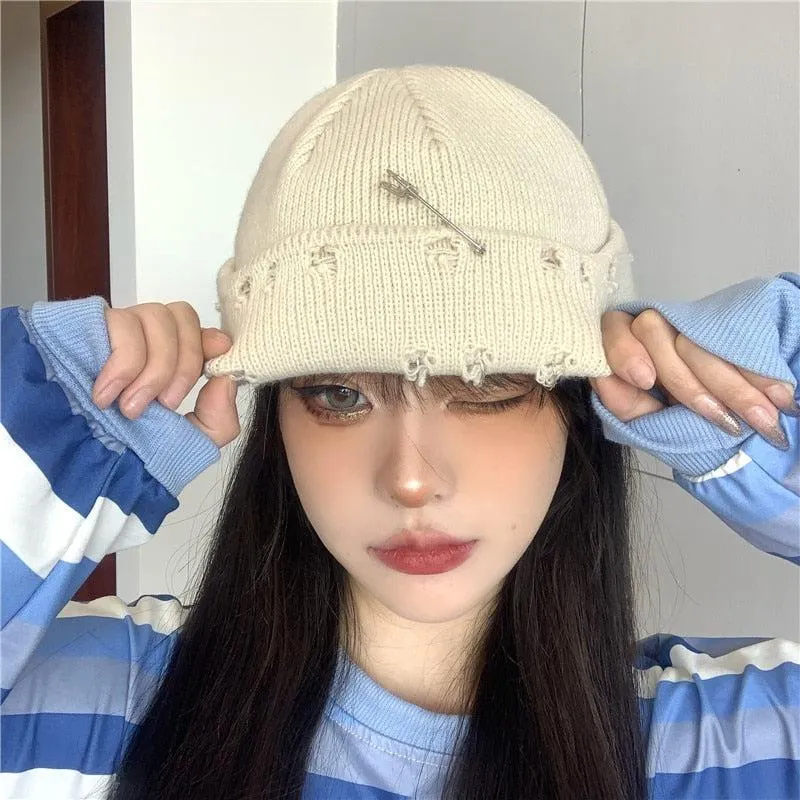 Brownm Distressed Beanie