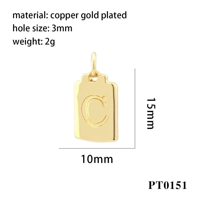 Minimalist Letter Copper Plating 18k Gold Plated Charms