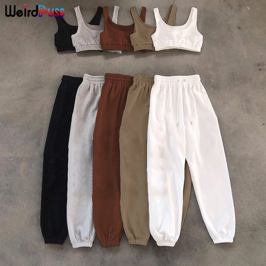 Weird Puss 2 Piece Sets Women Casual Cotton Tracksuit Fitness Tank Top Drawstring Shorts Activity Stretchy Summer Street Outfits