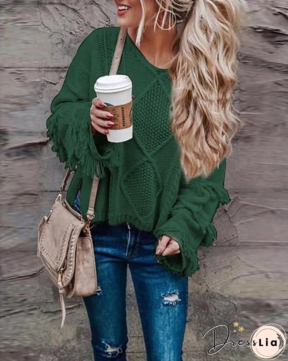 Tassel Solid Color Fashion Sweater